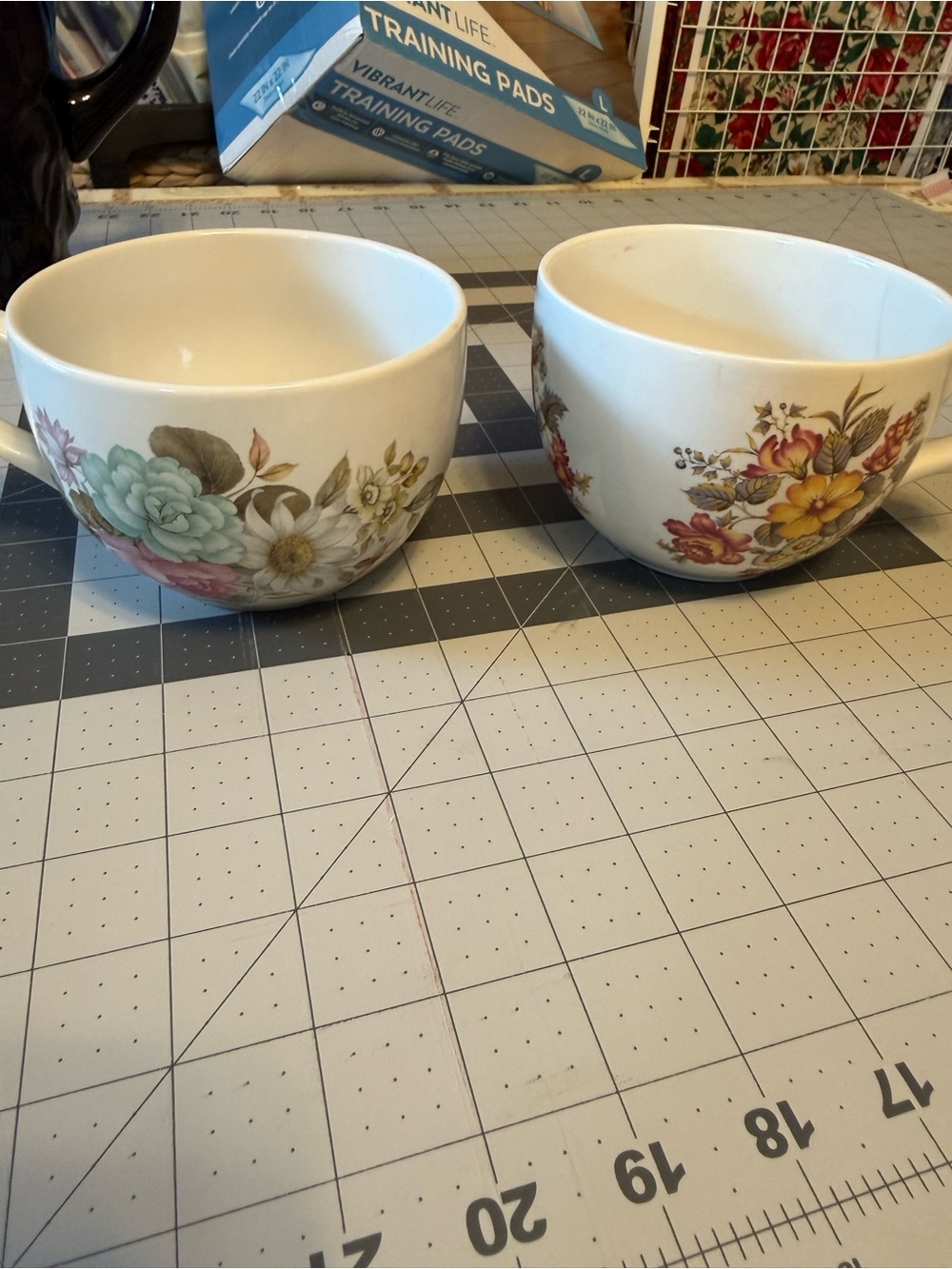 Portmeirion vintage-style ceramic mugs. Set of 2